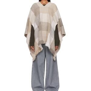 Lauren Manoogian Handwoven Sampler Cape Poncho Jacket Alpaca Wool Plaid NWT